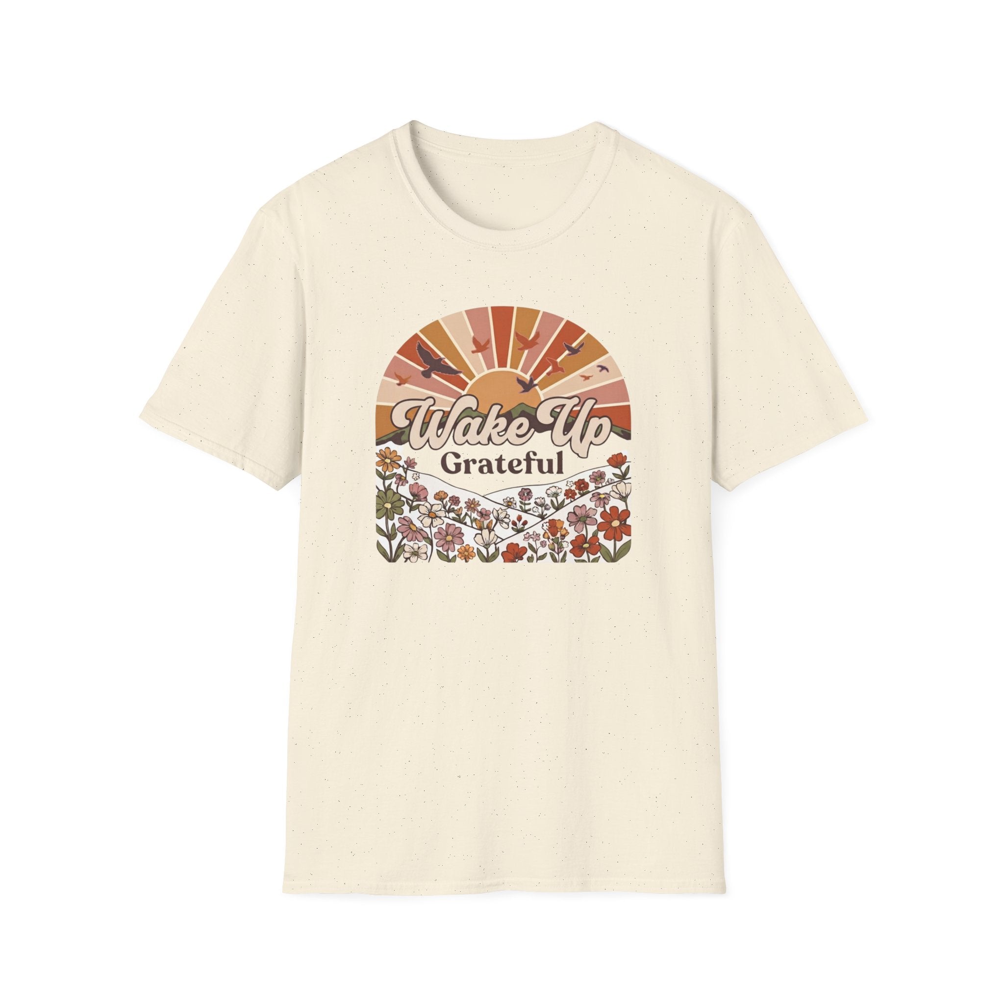 Wake Up Grateful T-Shirt — Birds Sun Flower (83)