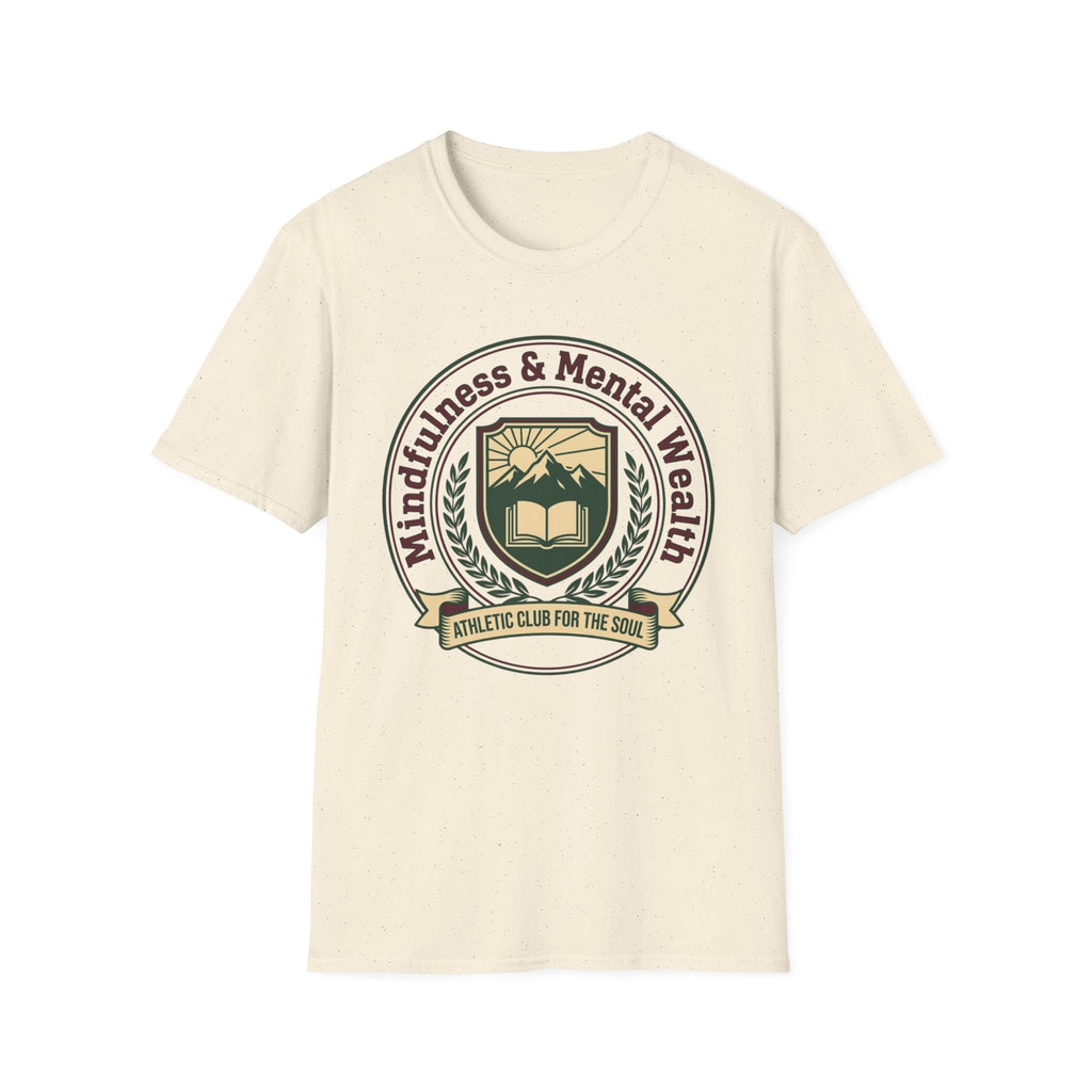 Mindfulness Mental Wealth T-Shirt — Crest Sun Mountain & Book (8)