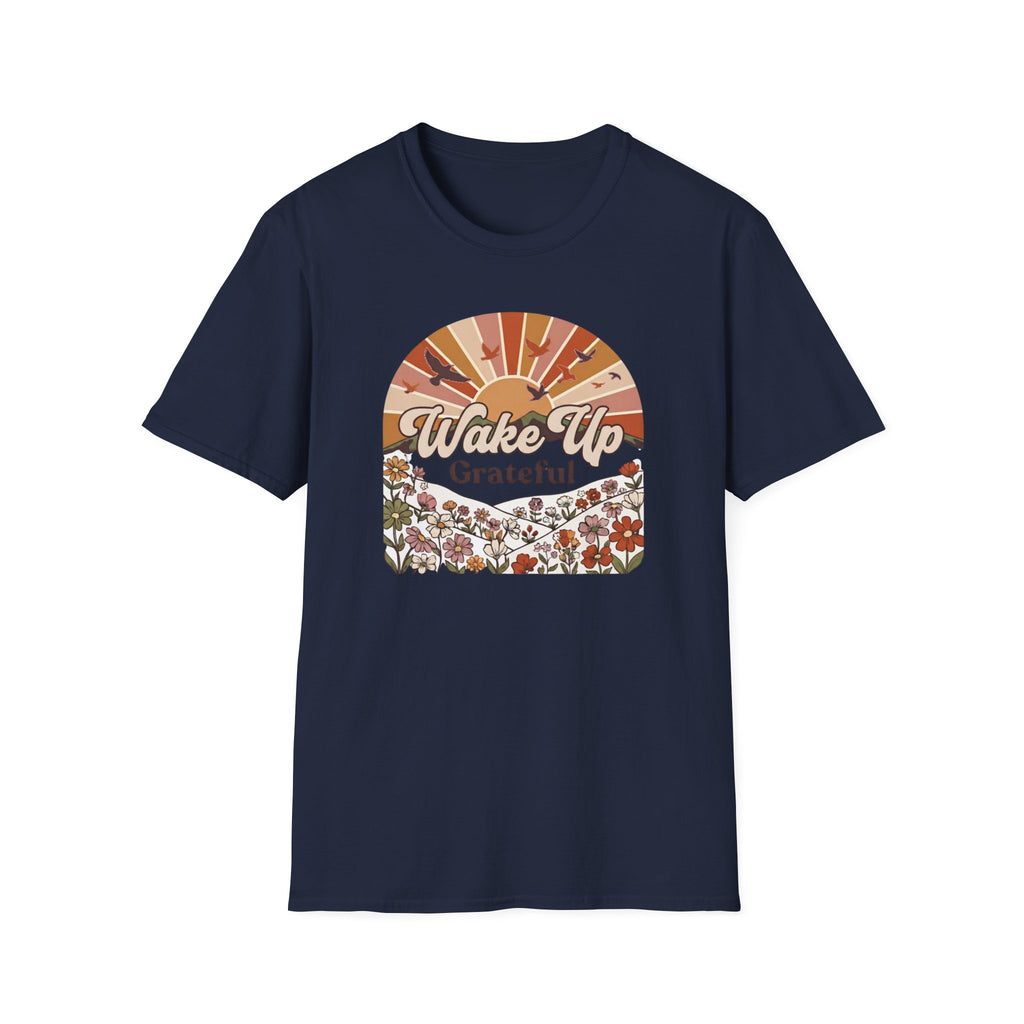 Wake Up Grateful T-Shirt — Birds Sun Flower (83)