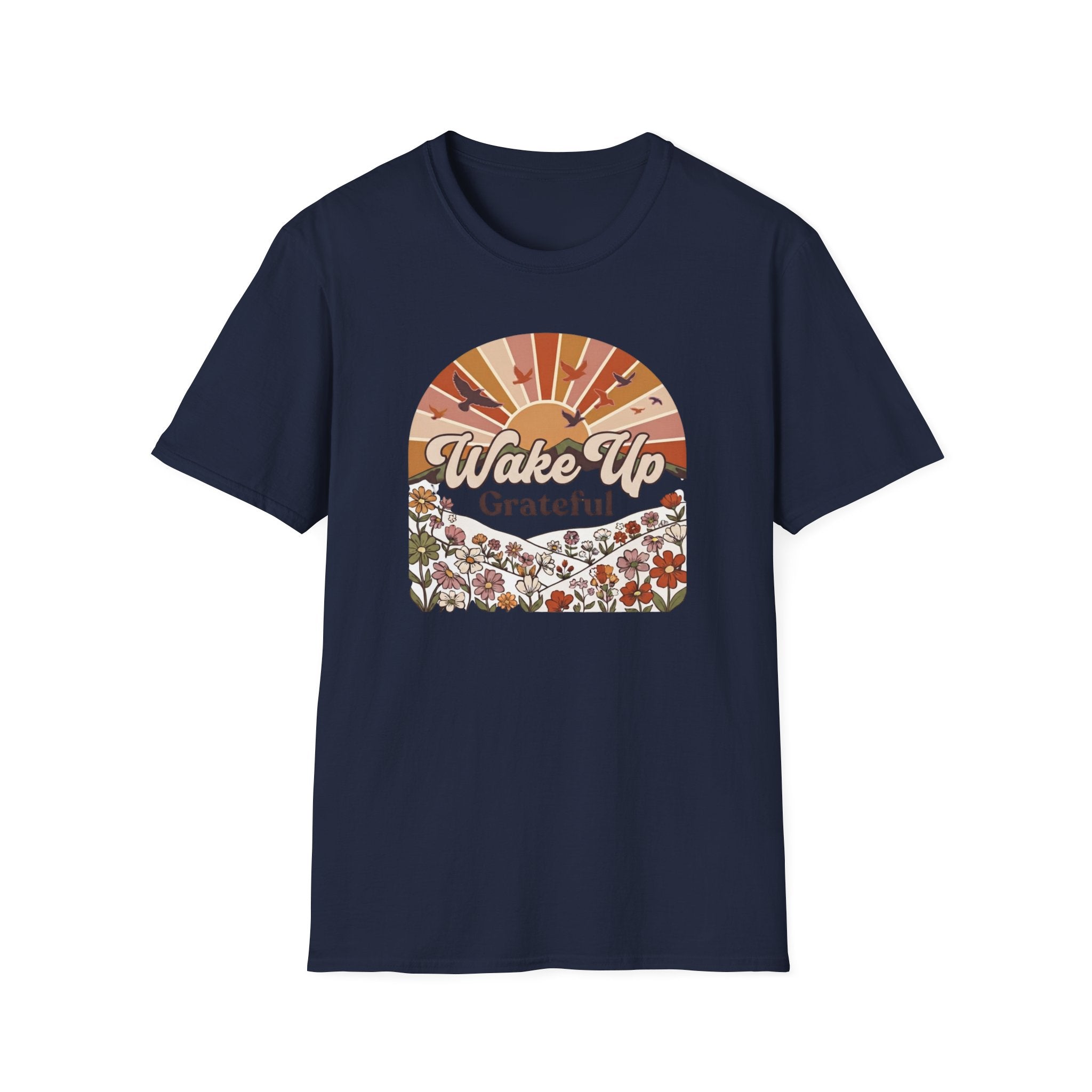 Wake Up Grateful T-Shirt — Birds Sun Flower (83)