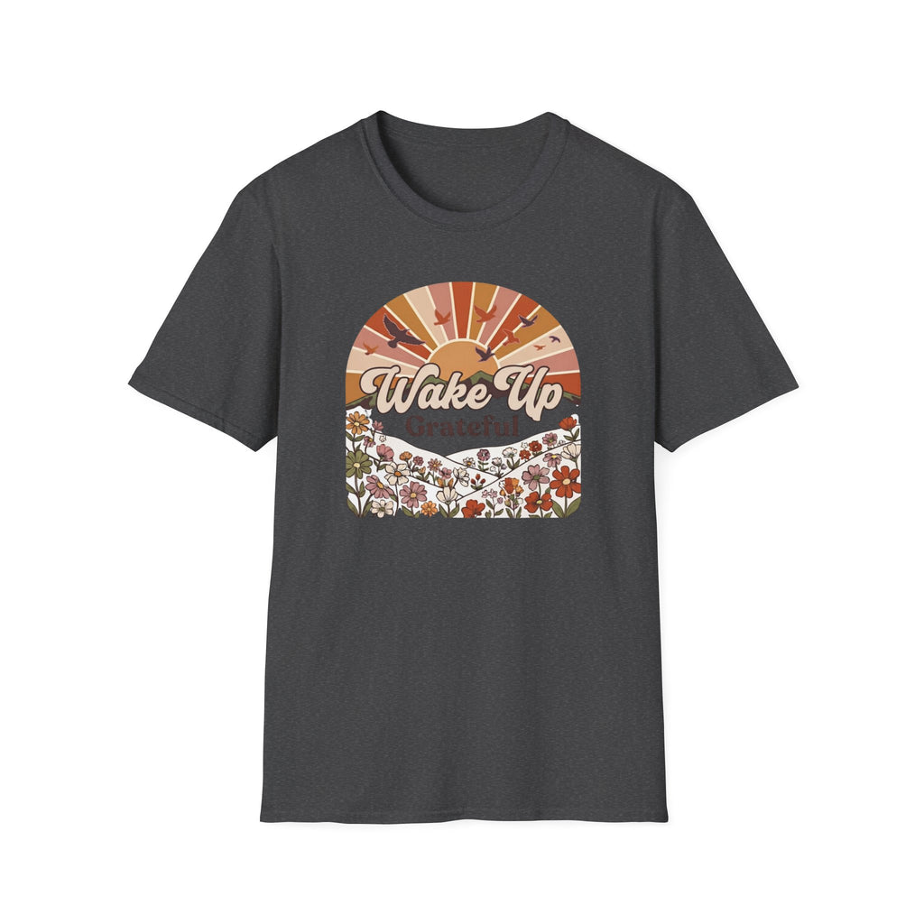 Wake Up Grateful T-Shirt — Birds Sun Flower (83)