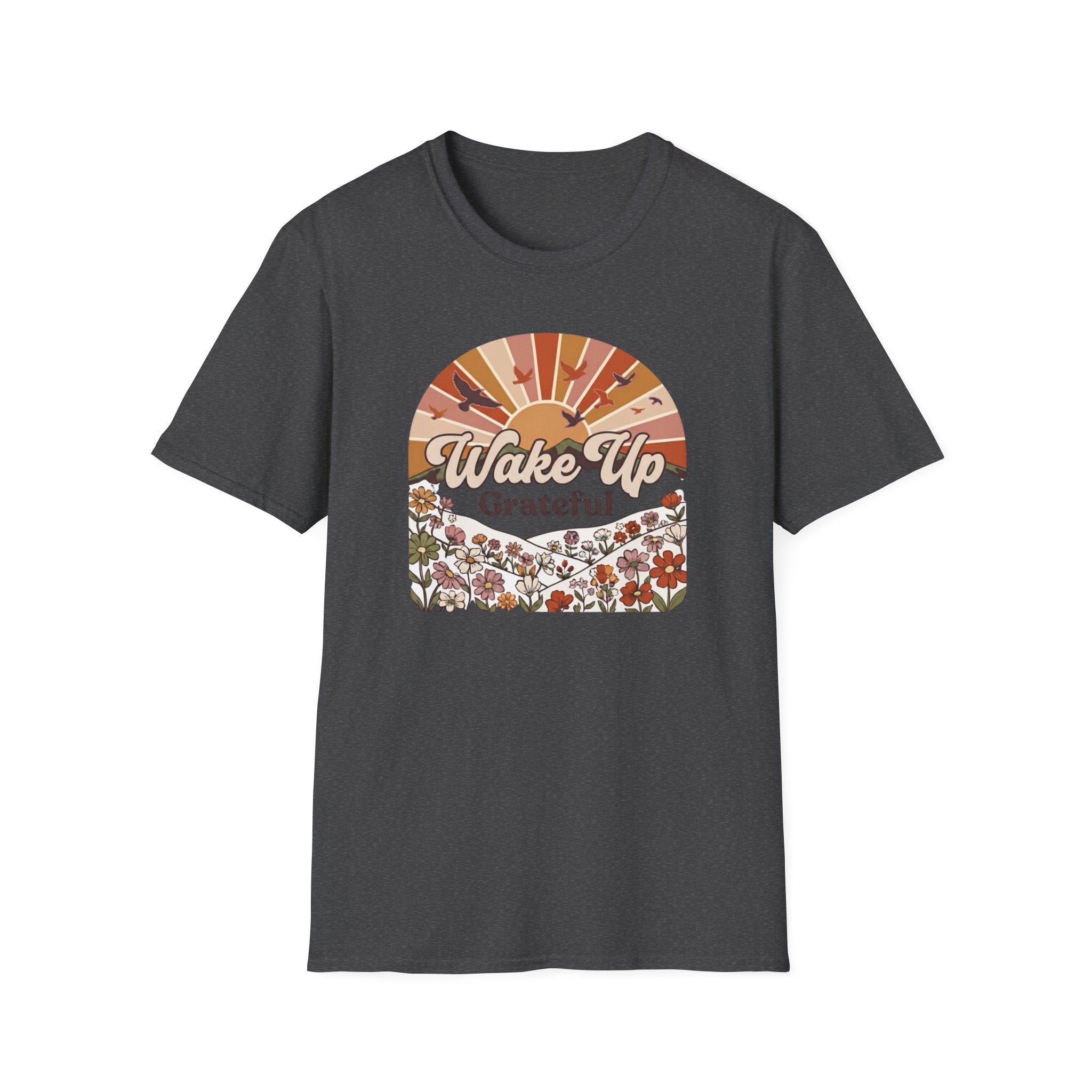 Wake Up Grateful T-Shirt — Birds Sun Flower (83)