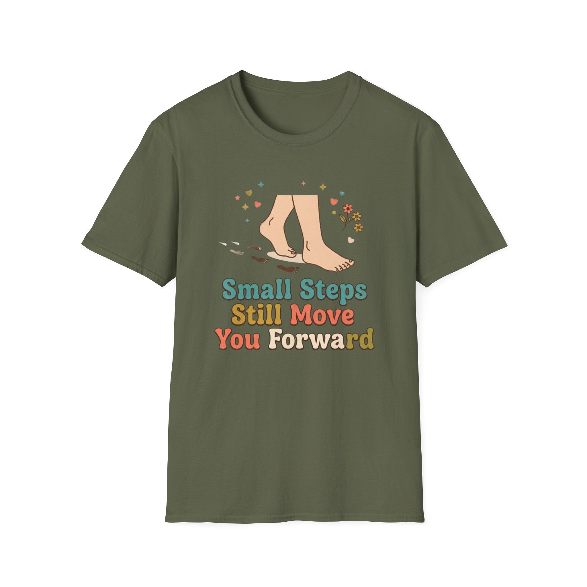 Small Steps Still Move You Forward T-Shirt — Stars & Feet (87)