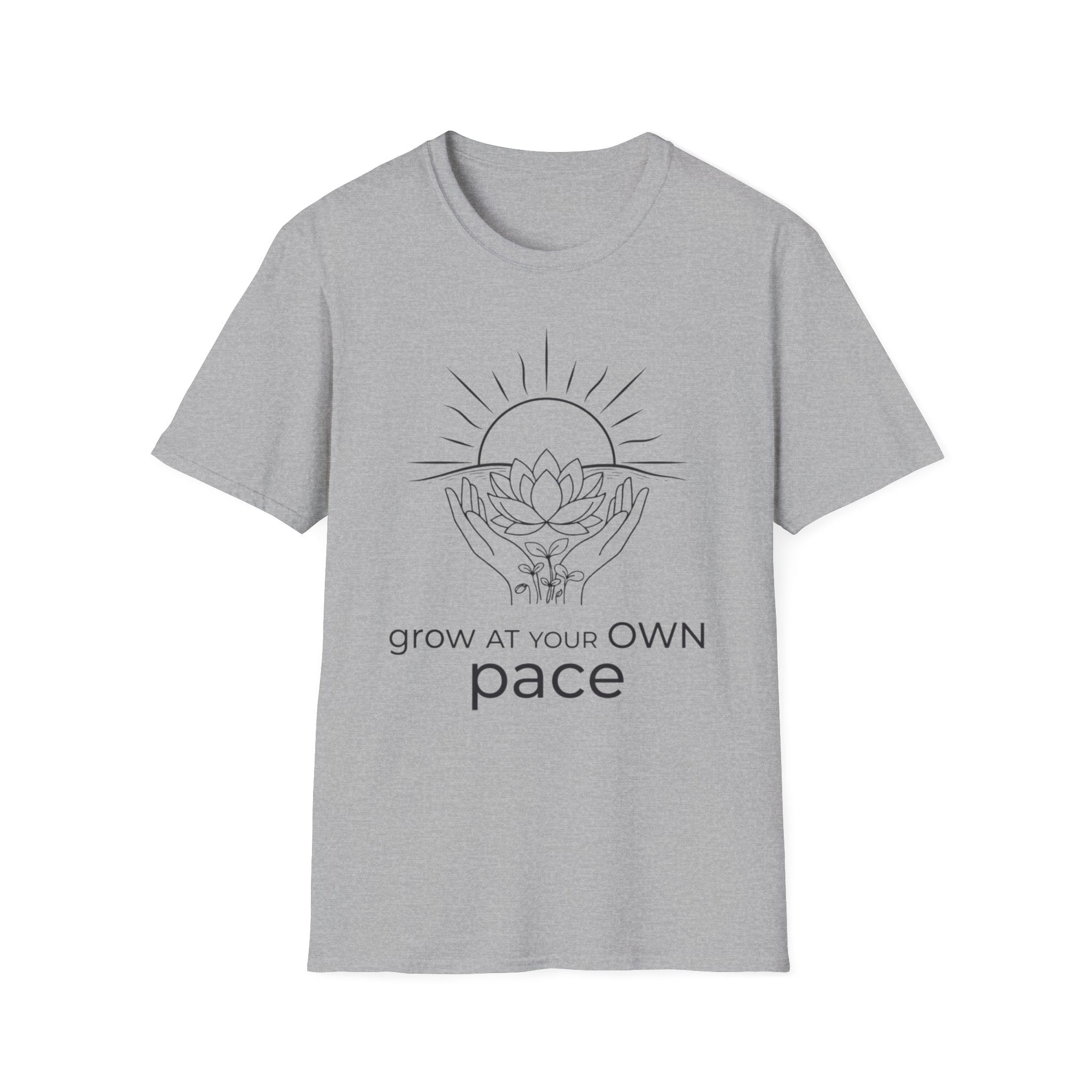 Grow At Your Own Pace T-Shirt — Hand Flower Sun (7)