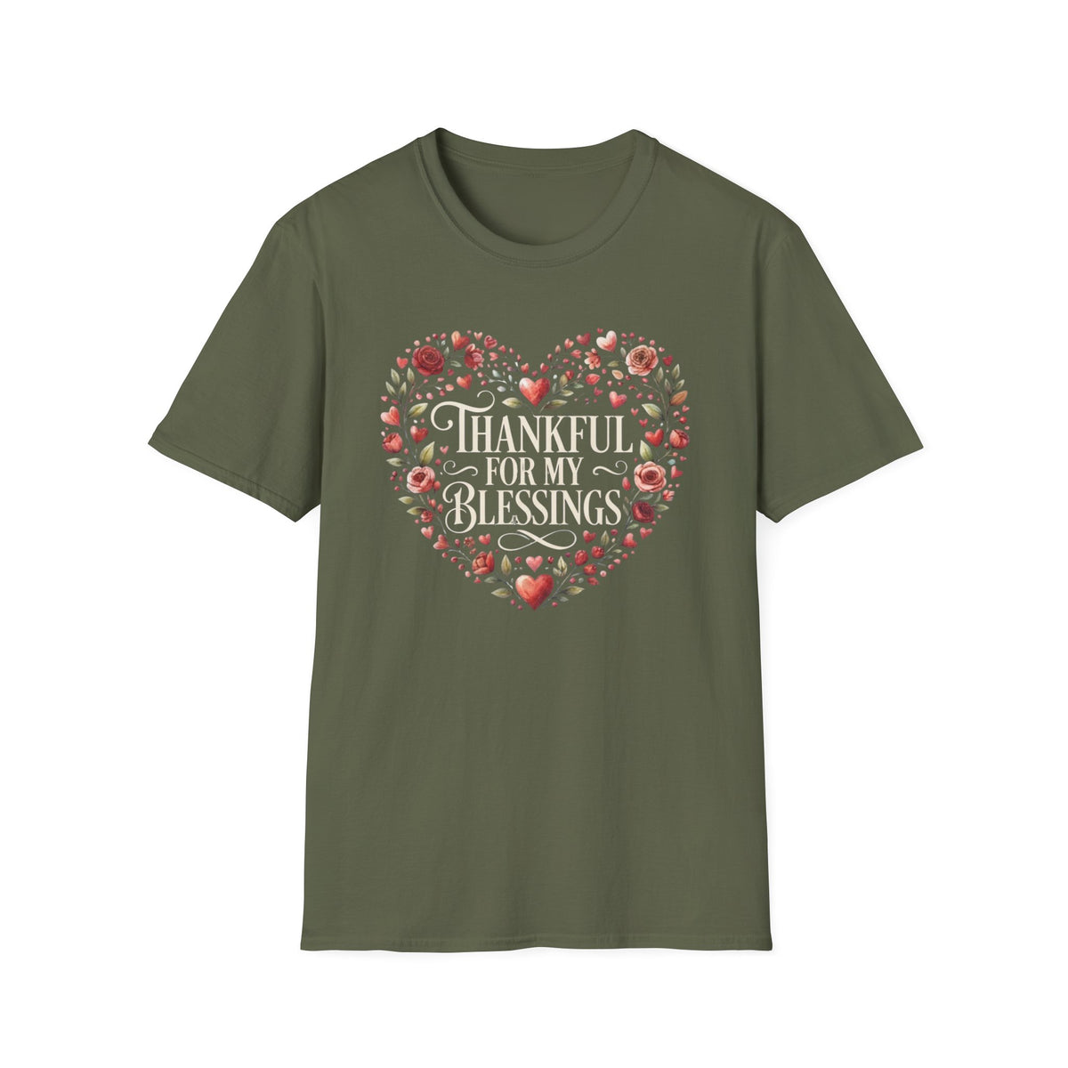 Thankful For My Blessings T-Shirt — Hearts Roses (168)