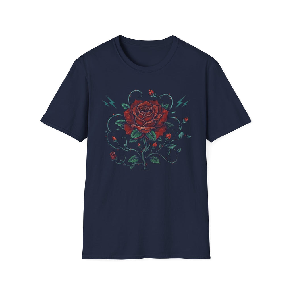 Lightning Rose Sea Green Stem T-Shirt — Rose Lightning (105)