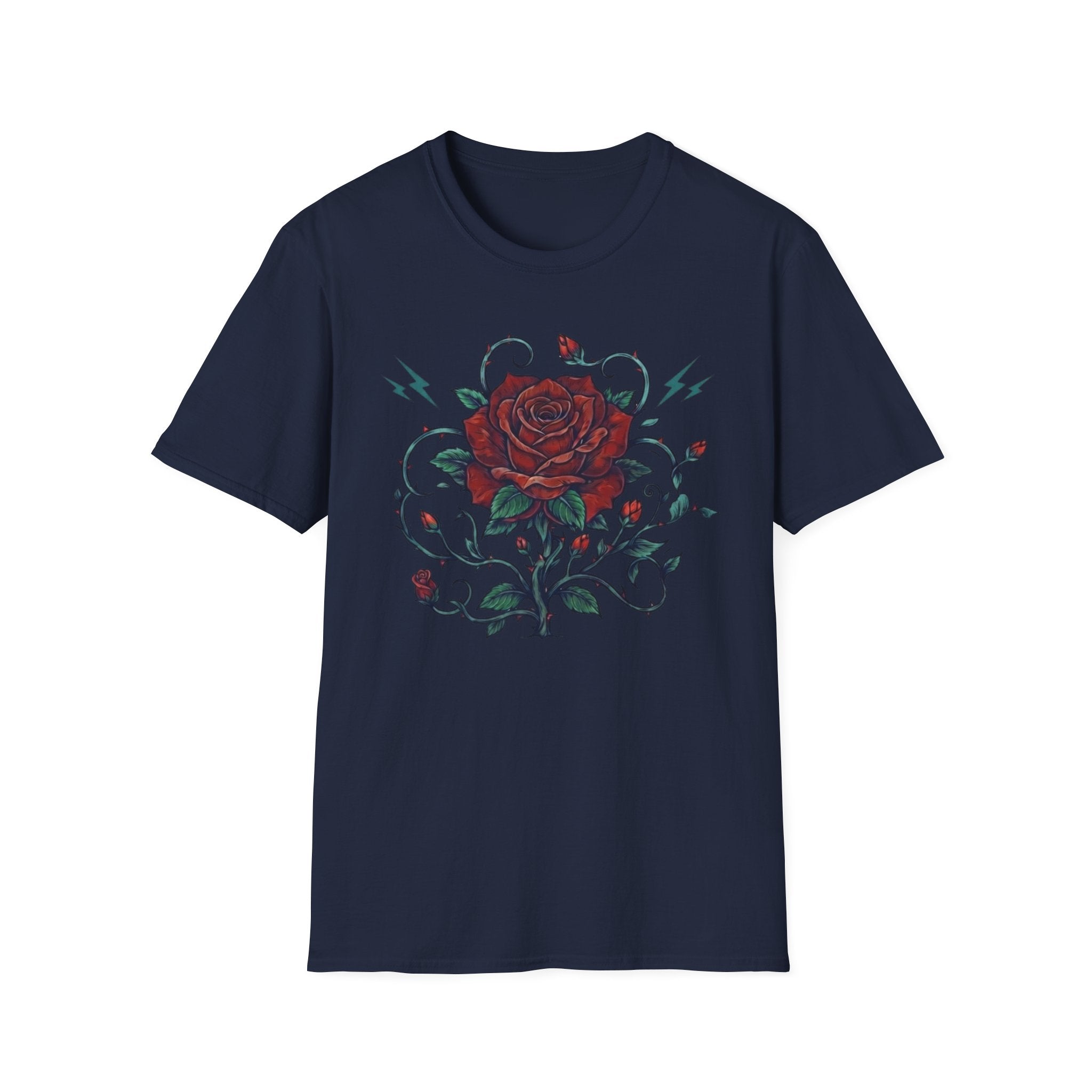 Lightning Rose Sea Green Stem T-Shirt — Rose Lightning (105)