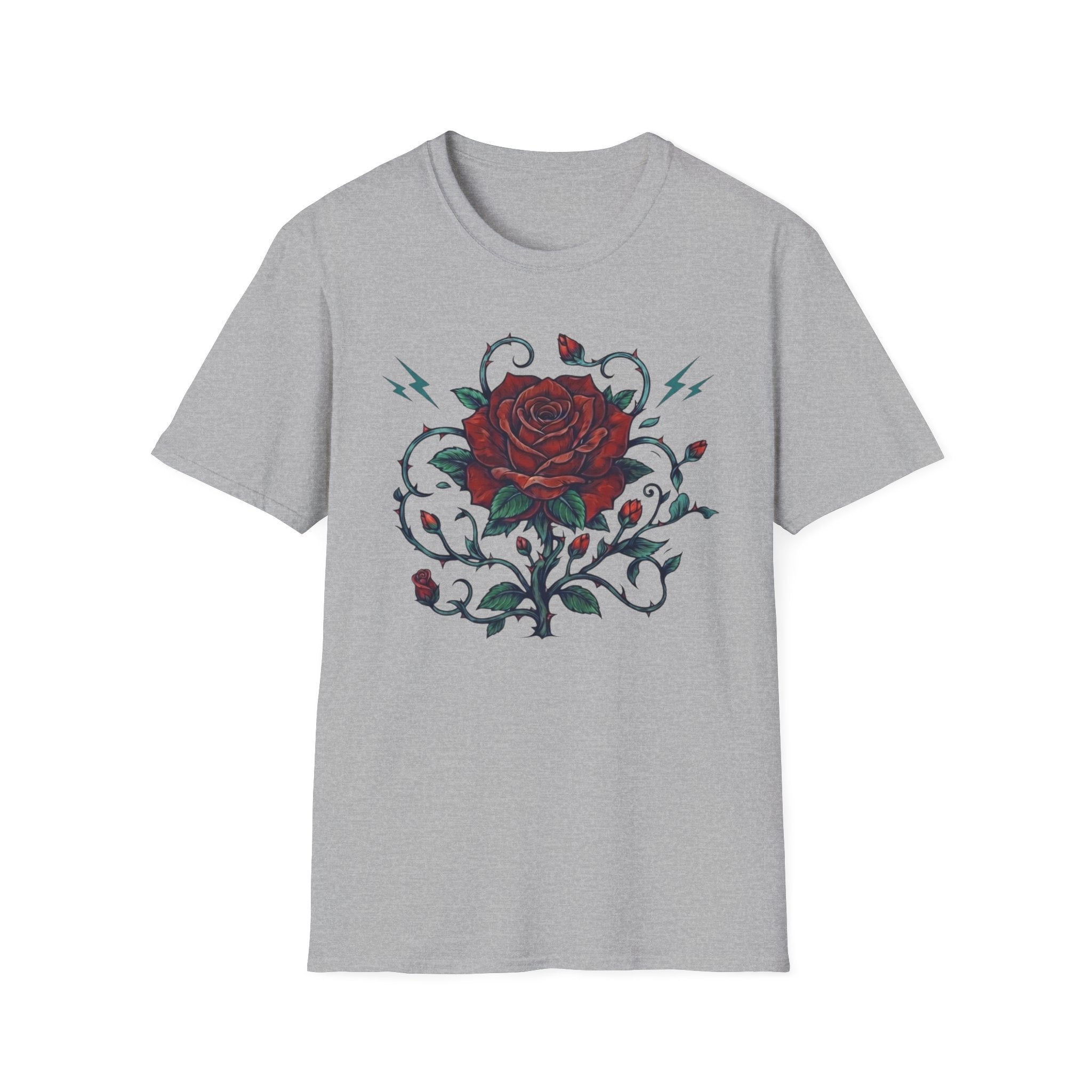 Lightning Rose Sea Green Stem T-Shirt — Rose Lightning (105)