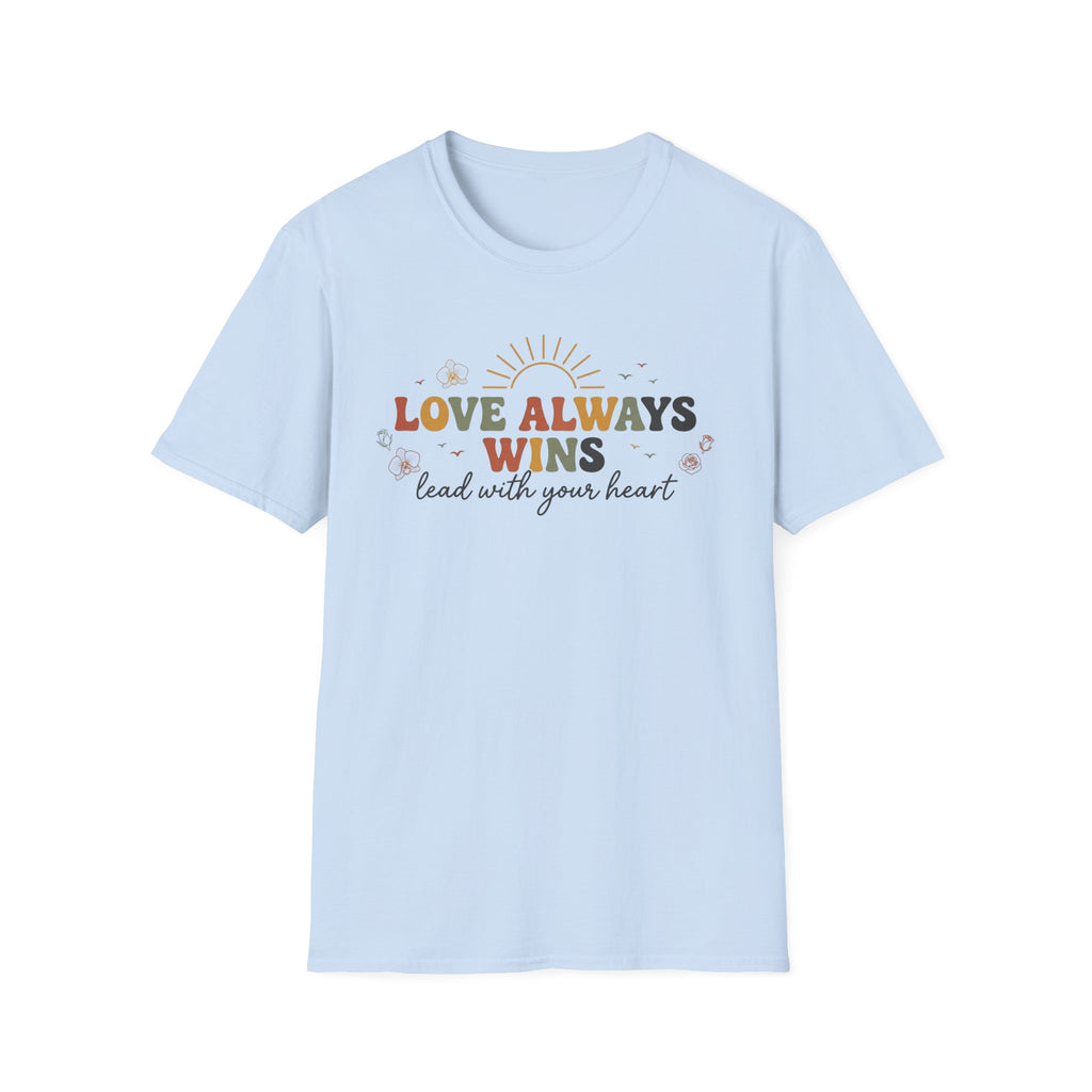 Love Always Wins T-Shirt — Birds Flowers & Sun (24)