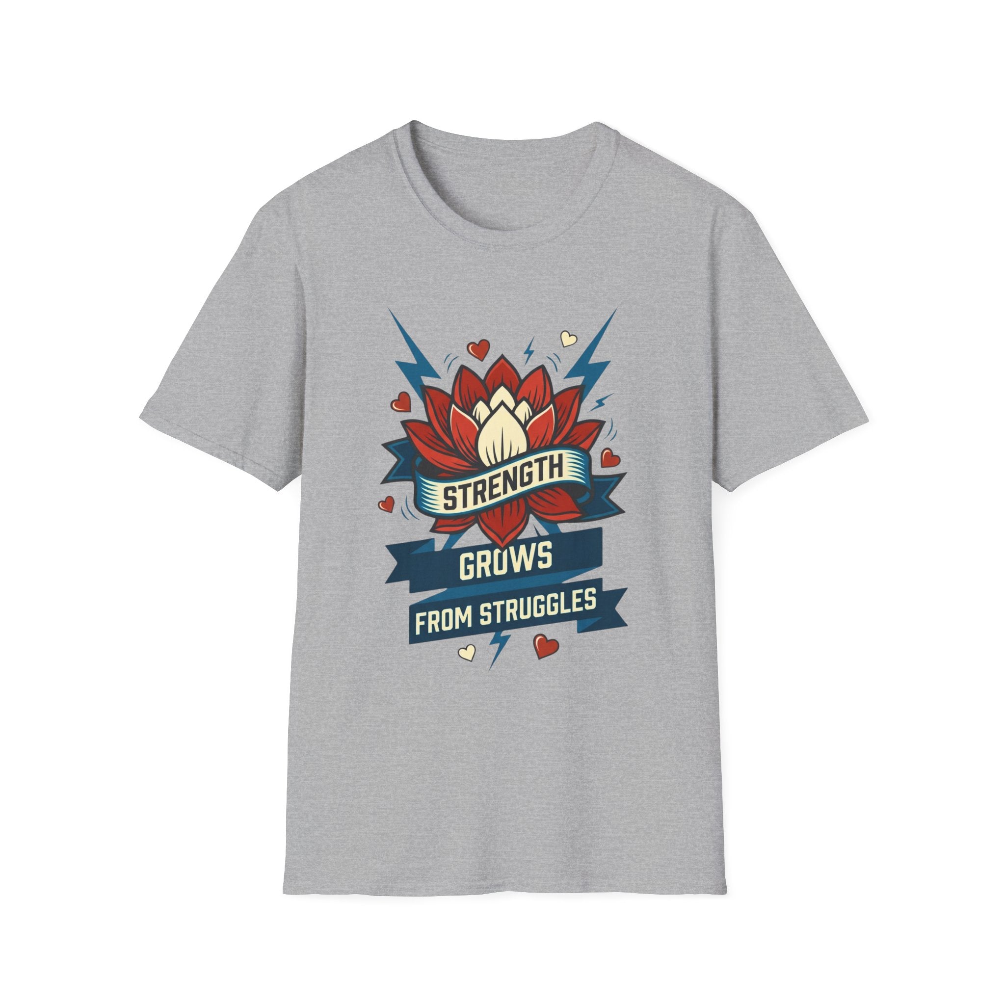 Strength Grows From Struggles T-Shirt —Lightning Heart & Flower (10)