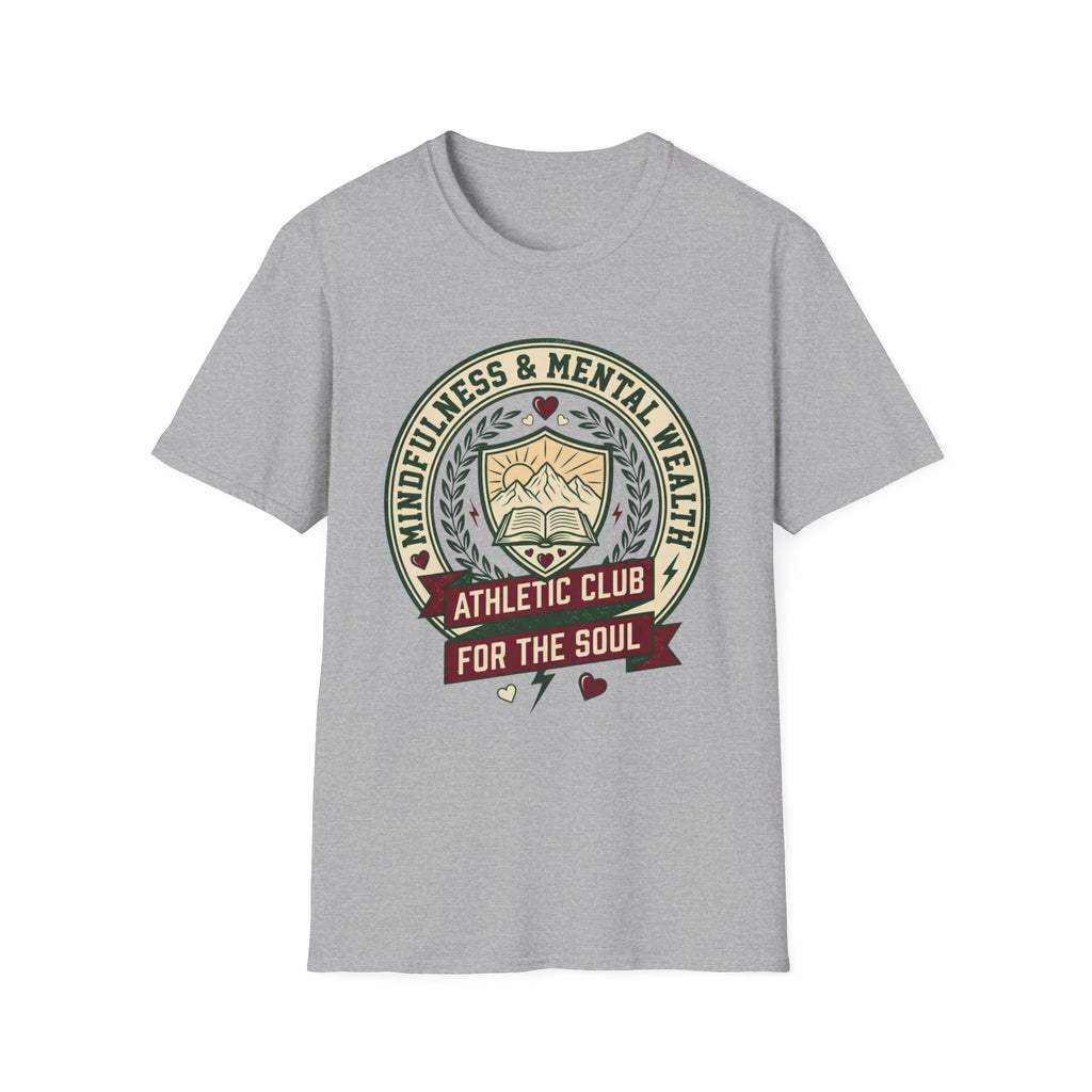Mindfulness Mental Wealth T-Shirt — Crest Heart Sun Mountain Book (9)