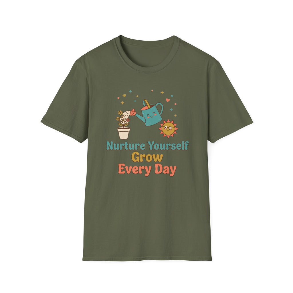 Nurture Yourself Grow Every Day T-Shirt — Stars Water Can Flower (88)
