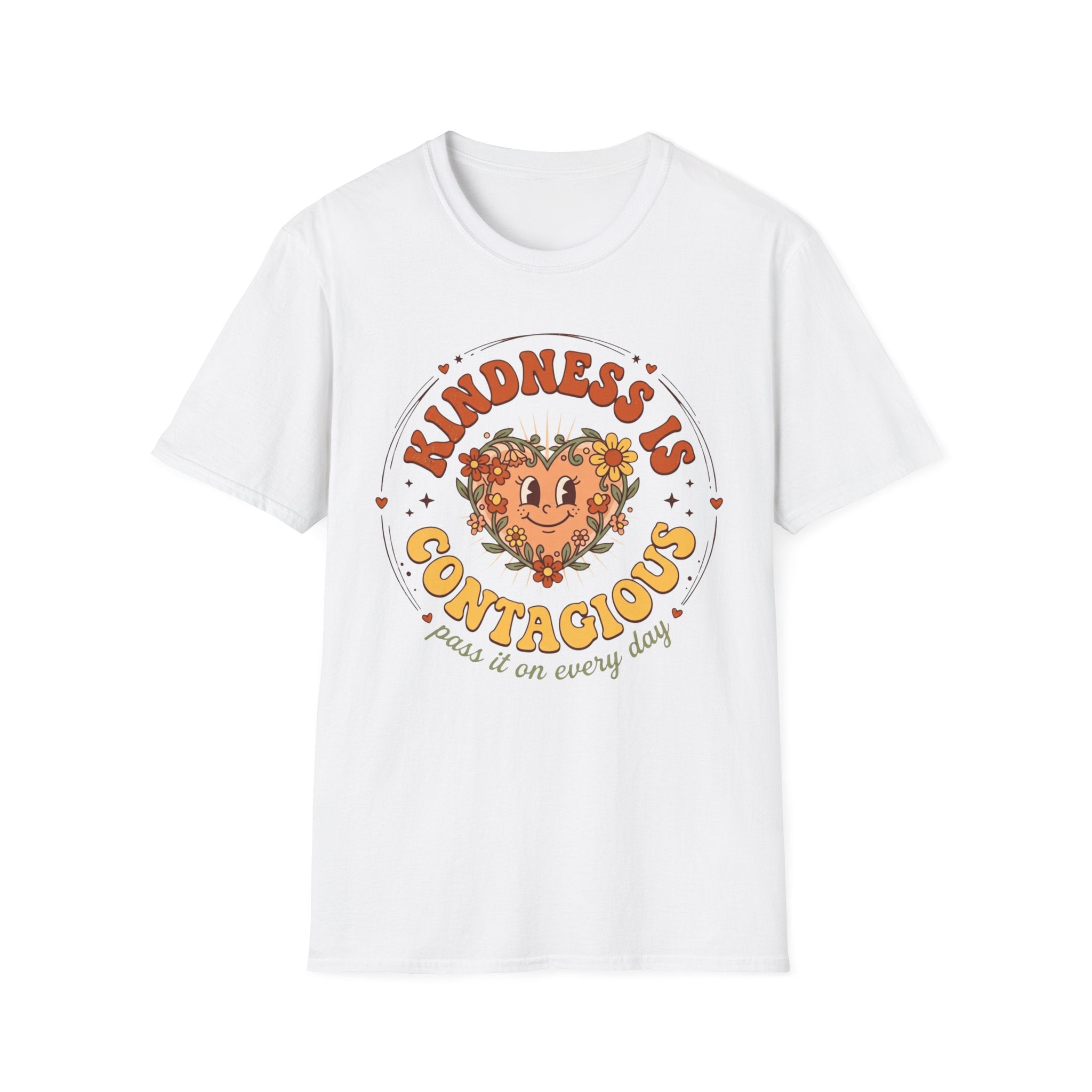 Kindness Is Contagious T-Shirt — Heart Star Flowers (18)