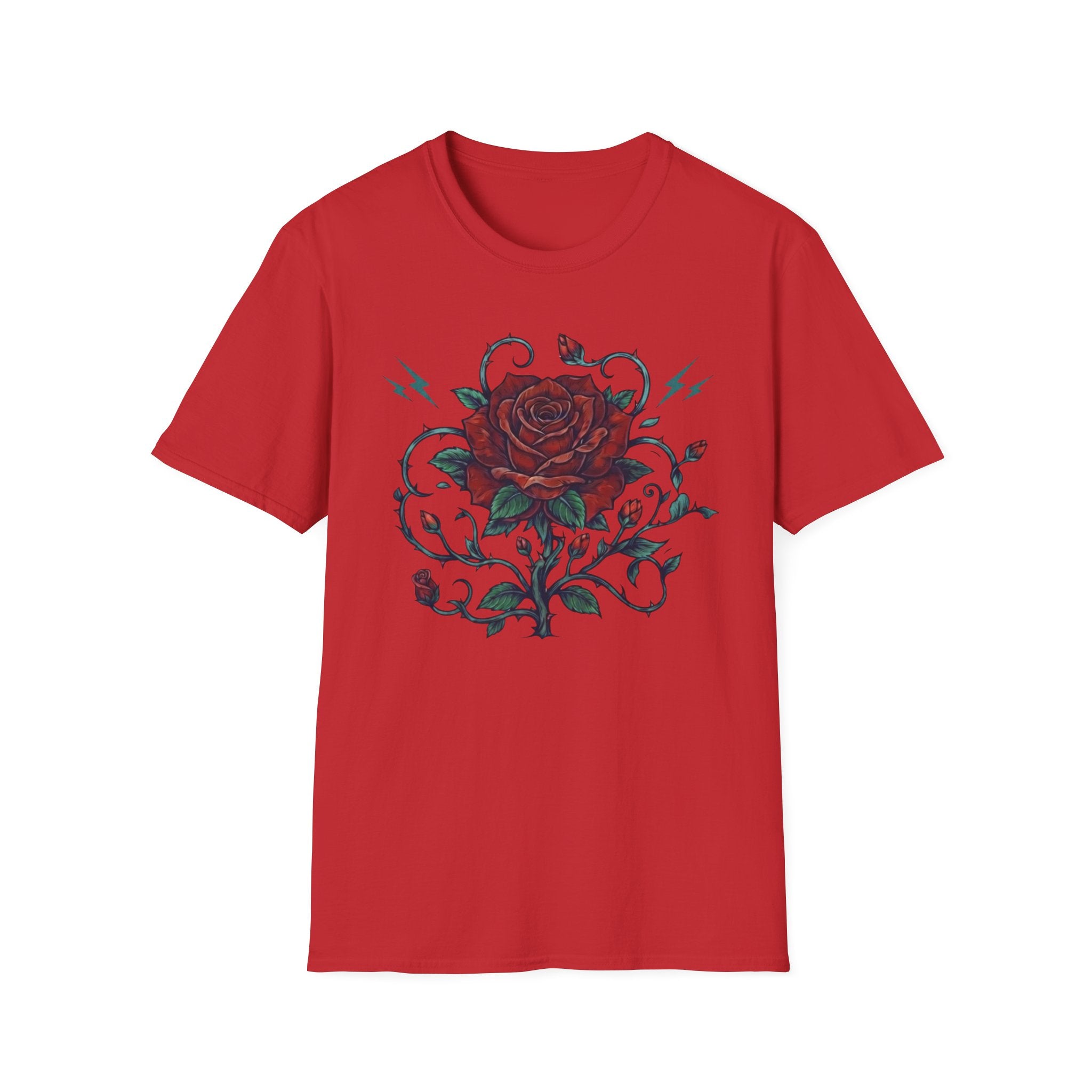 Lightning Rose Sea Green Stem T-Shirt — Rose Lightning (105)