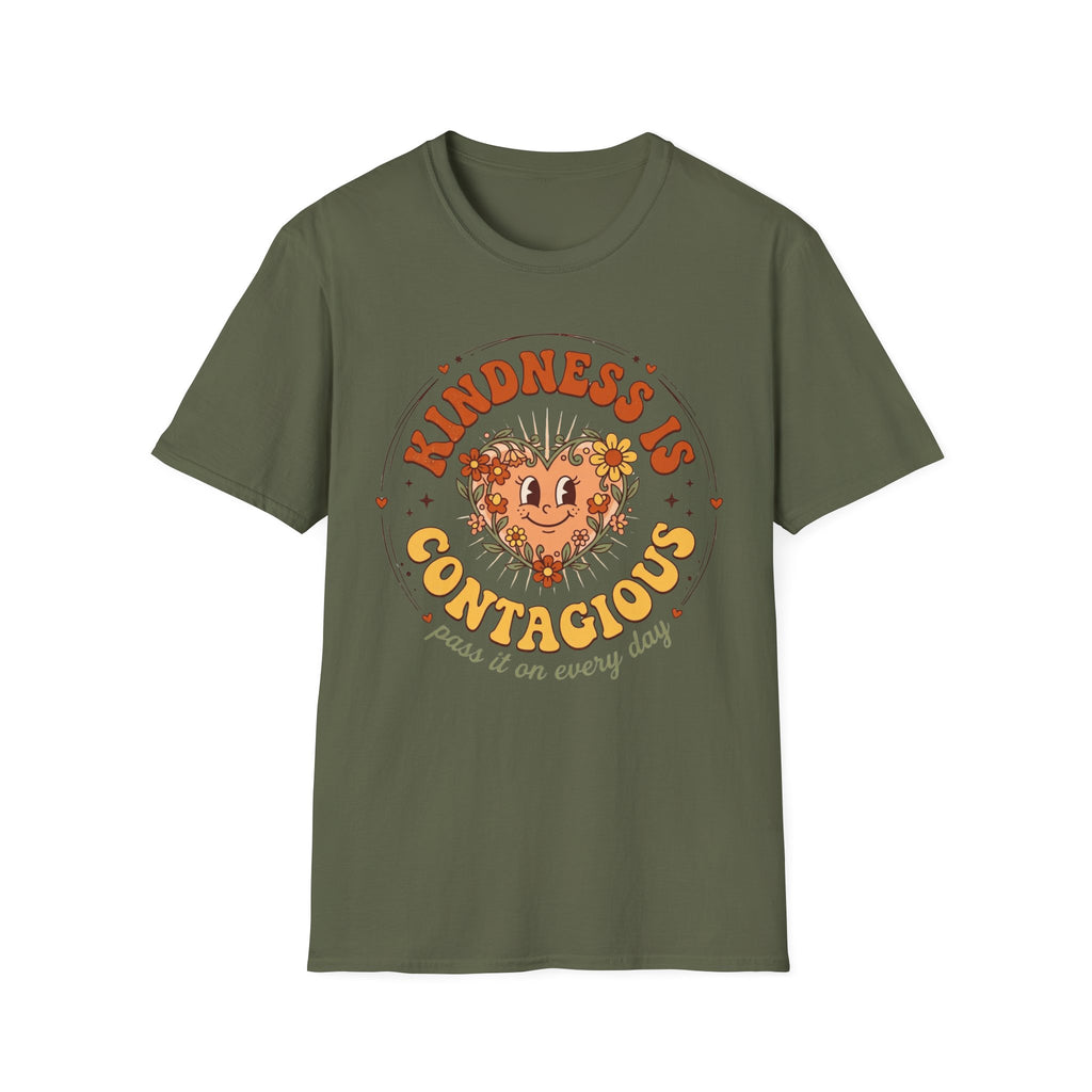 Kindness Is Contagious T-Shirt — Heart Star Flowers (18)