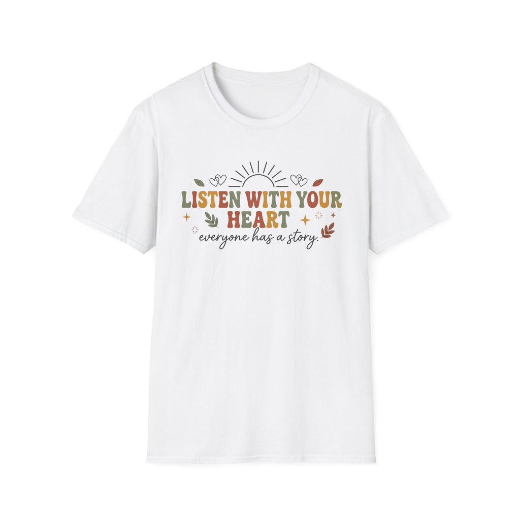 Listen With Your Heart T-Shirt — Leaves Heart & Sun (25)