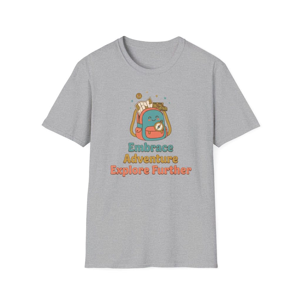 Embrace Adventure Explore Further T-Shirt — Compass Backpack (89)