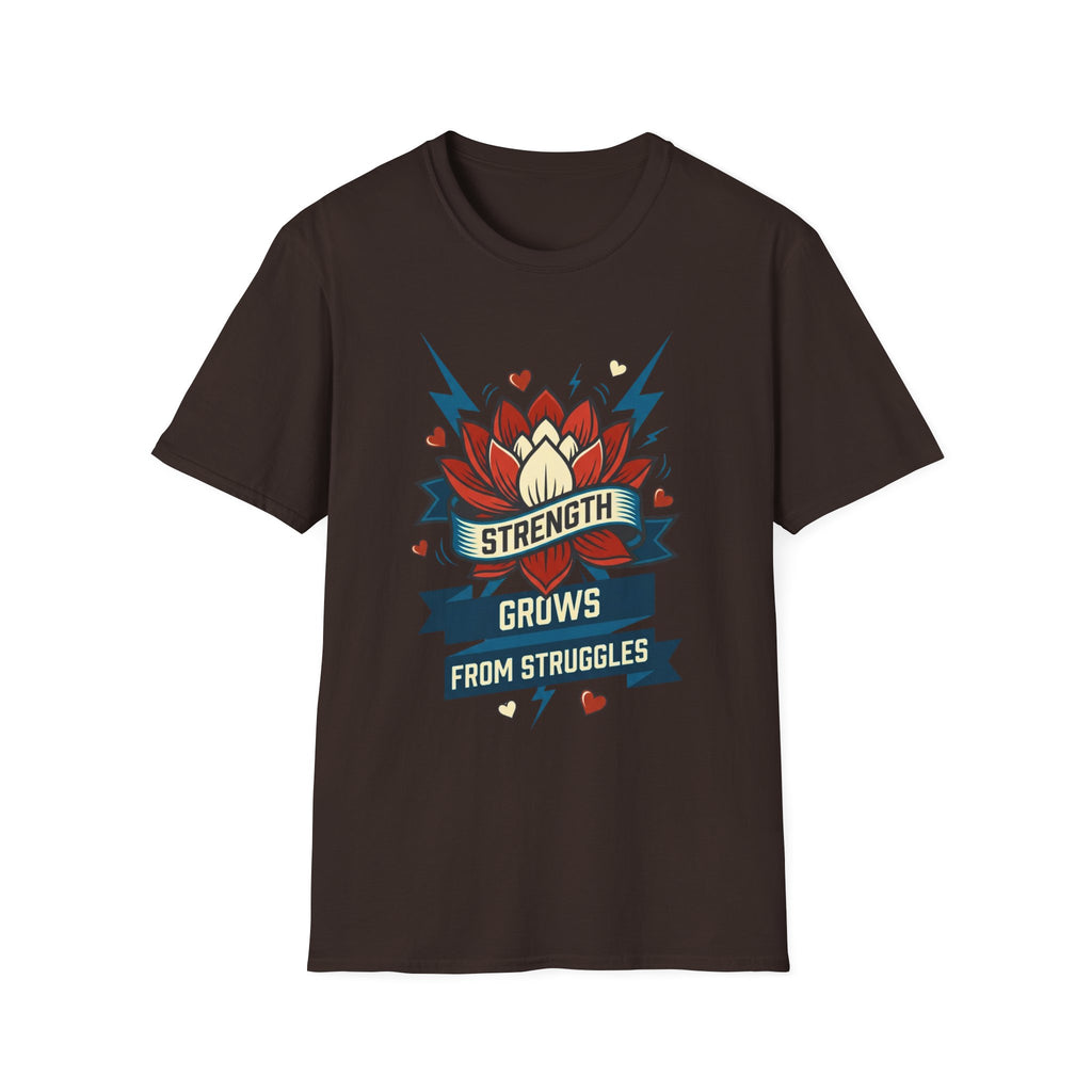 Strength Grows From Struggles T-Shirt —Lightning Heart & Flower (10)