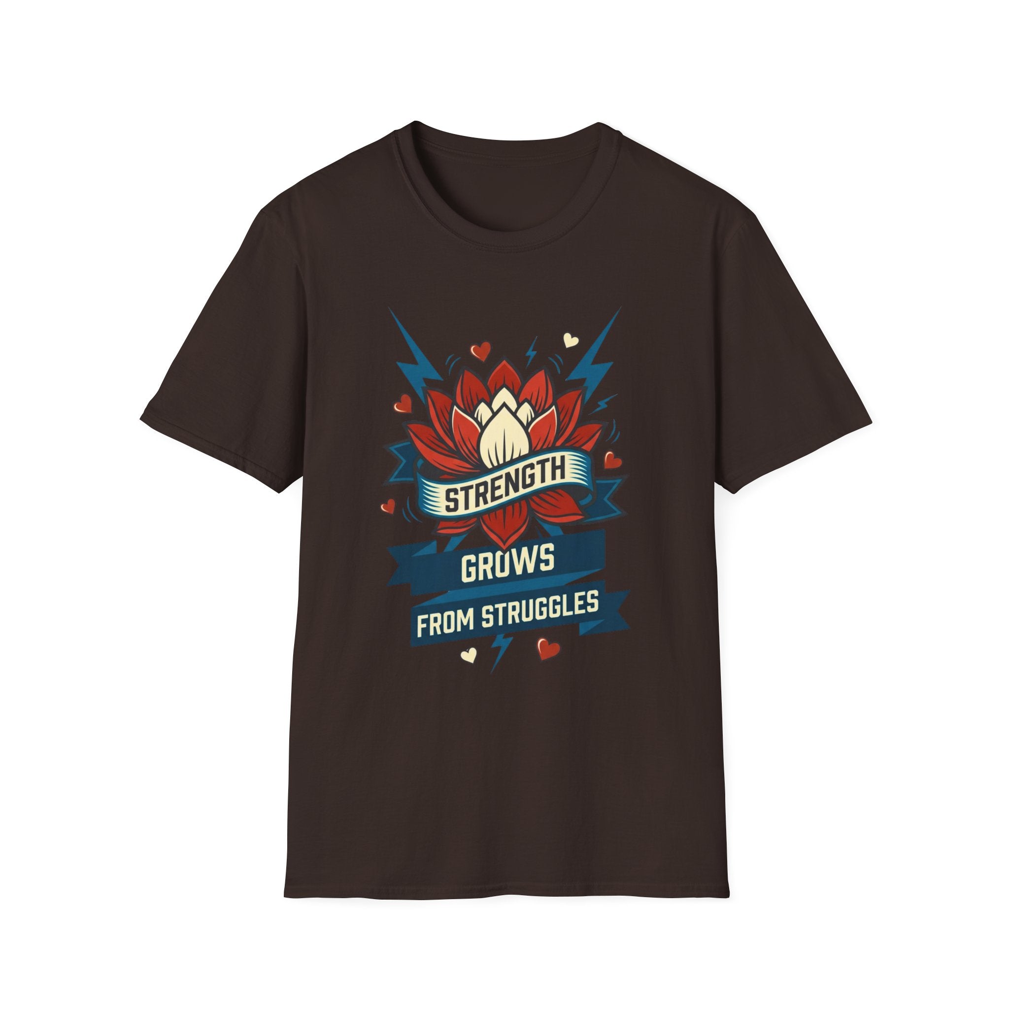 Strength Grows From Struggles T-Shirt —Lightning Heart & Flower (10)