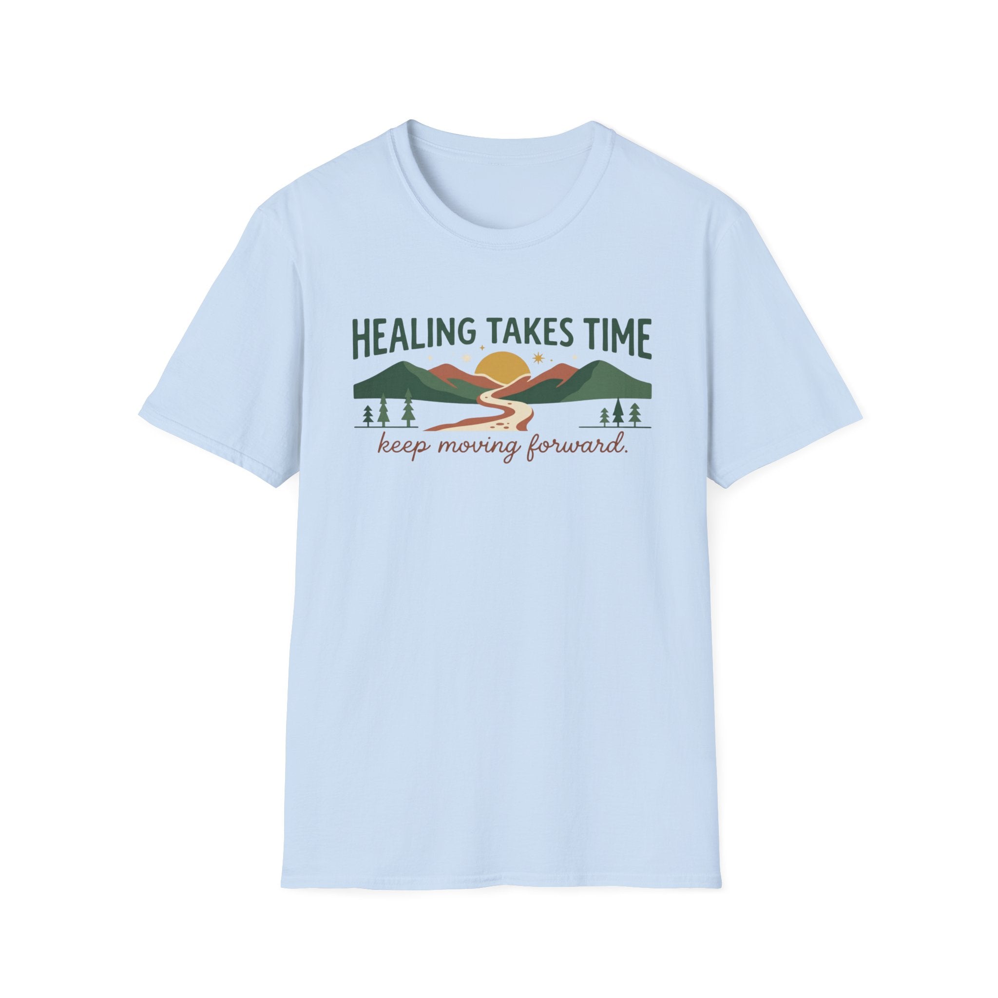 Healing Takes Time T-Shirt — Road Mountain & Sun (31)