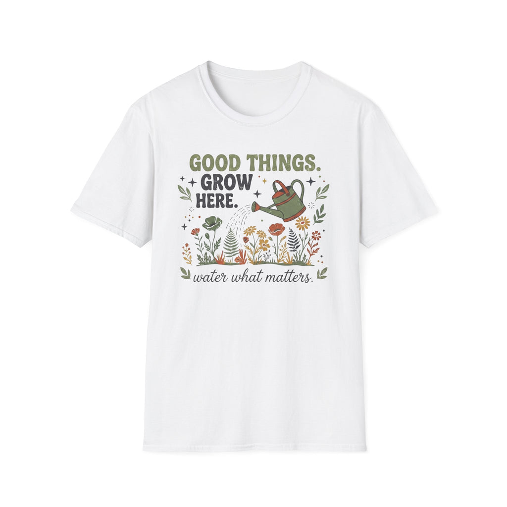 Good Things Grow Here T-Shirt — Watering Can Flowers (36)