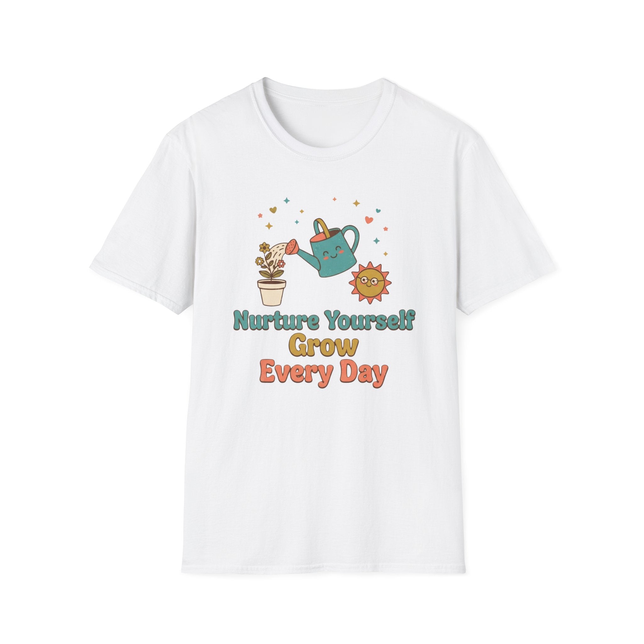 Nurture Yourself Grow Every Day T-Shirt — Stars Water Can Flower (88)