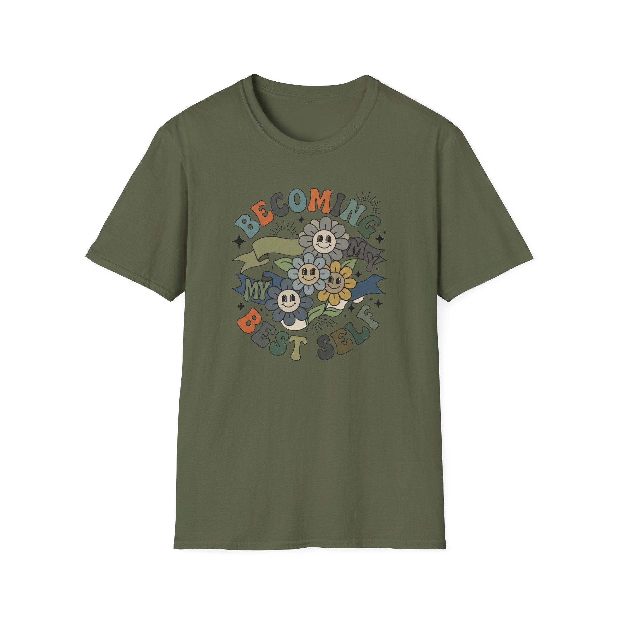 Becoming My Best Self T-Shirt — Flower Banner (65)