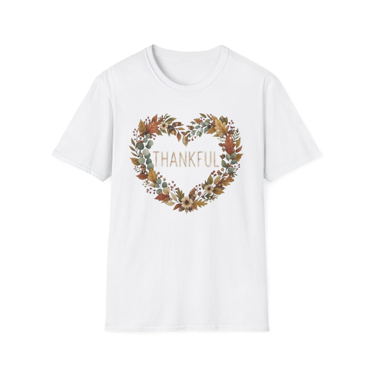 Thankful T-Shirt — Heart Shaped Wreath (171)