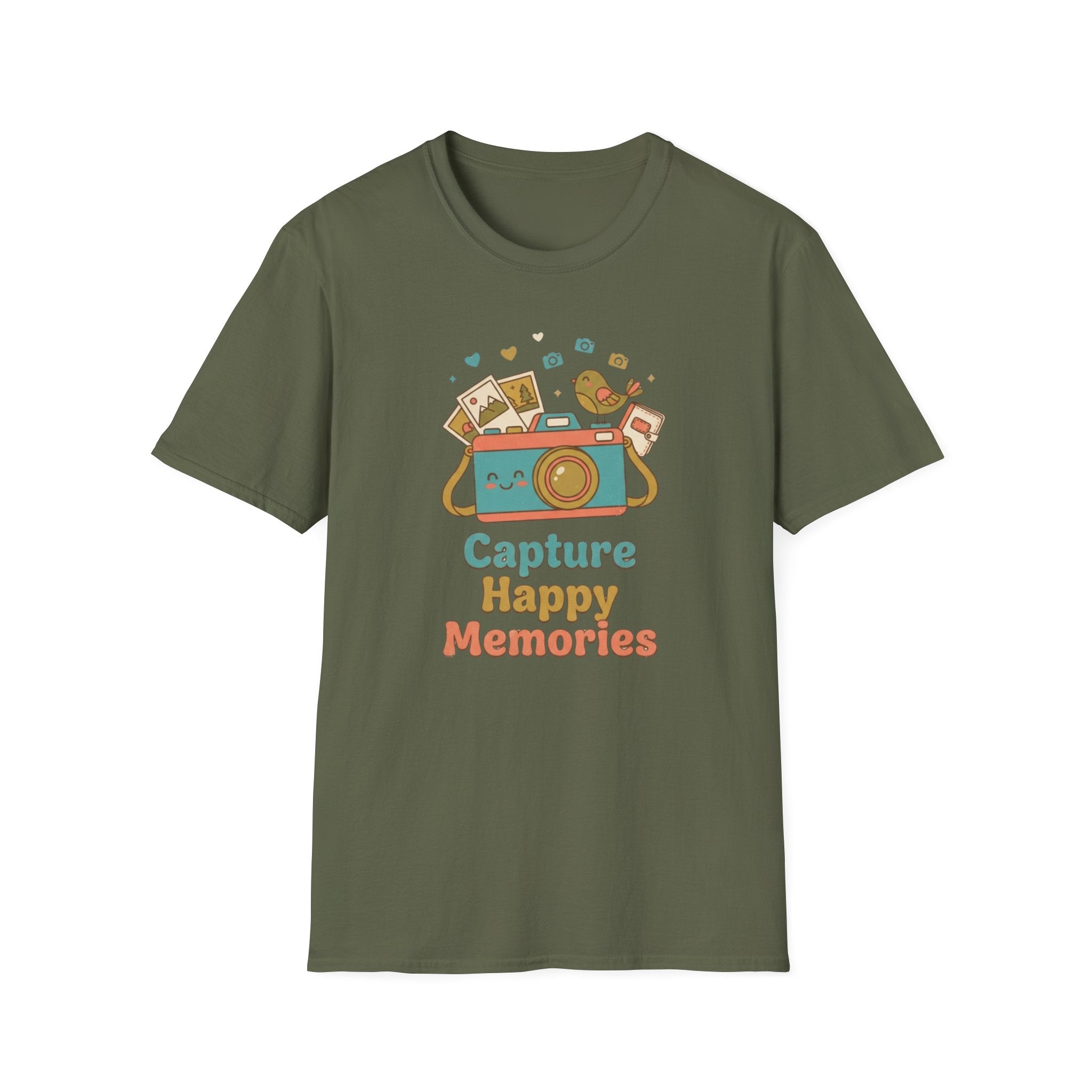 Capture Happy Memories T-Shirt — Camera Bird (90)