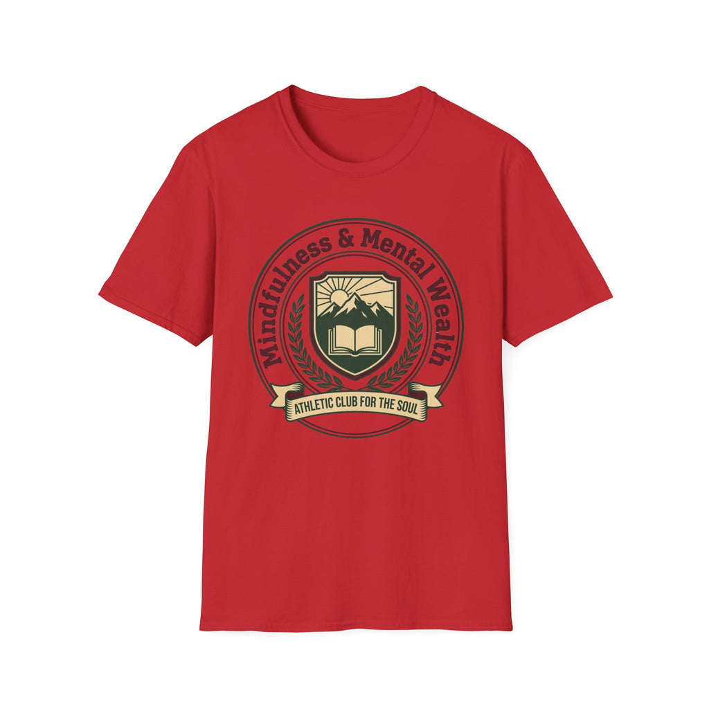 Mindfulness Mental Wealth T-Shirt — Crest Sun Mountain & Book (8)