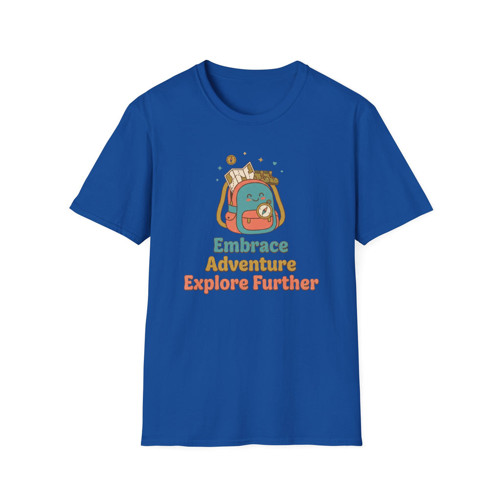 Embrace Adventure Explore Further T-Shirt — Compass Backpack (89)