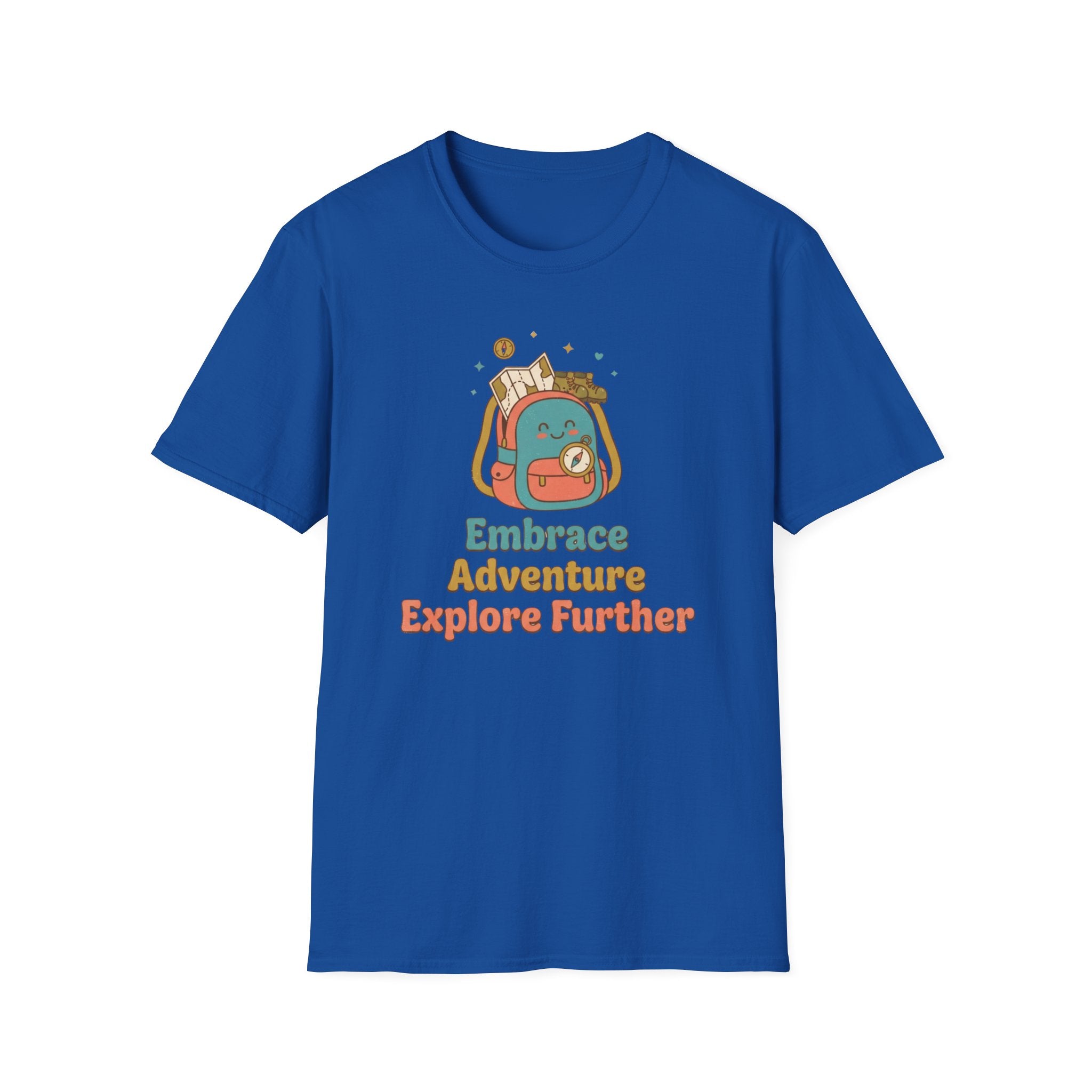 Embrace Adventure Explore Further T-Shirt — Compass Backpack (89)