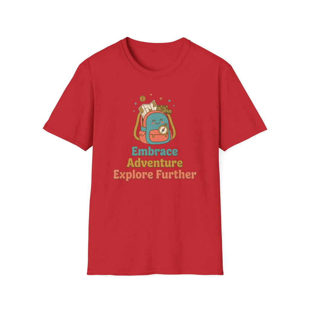 Embrace Adventure Explore Further T-Shirt — Compass Backpack (89)