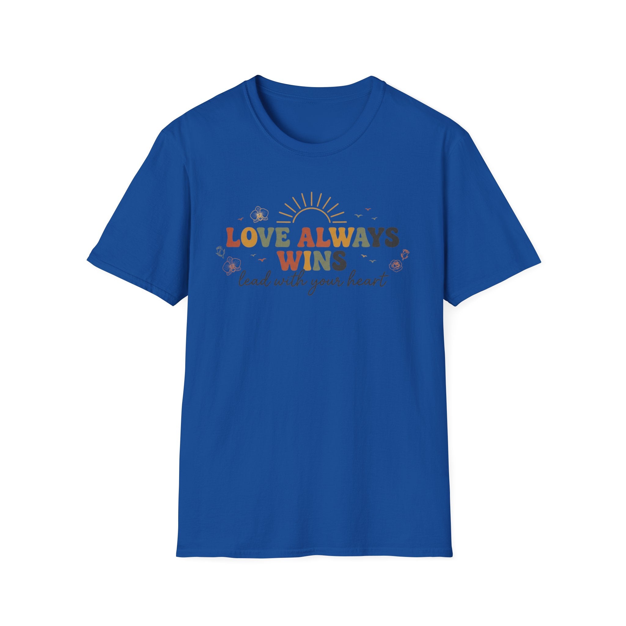 Love Always Wins T-Shirt — Birds Flowers & Sun (24)