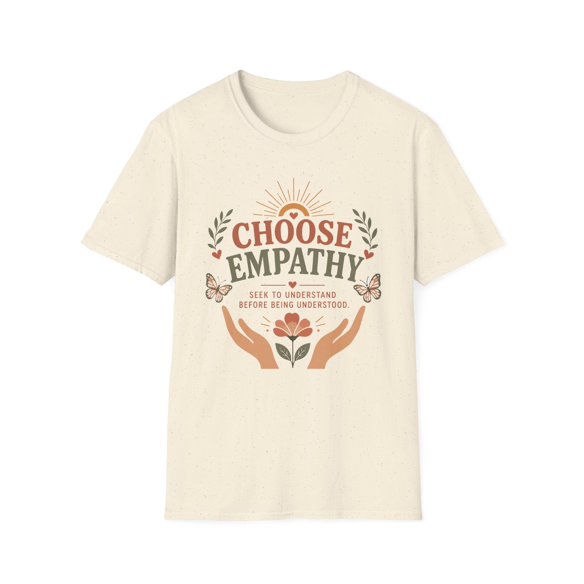 Choose Empathy T-Shirt — Butterfly Hands & Flower (3)