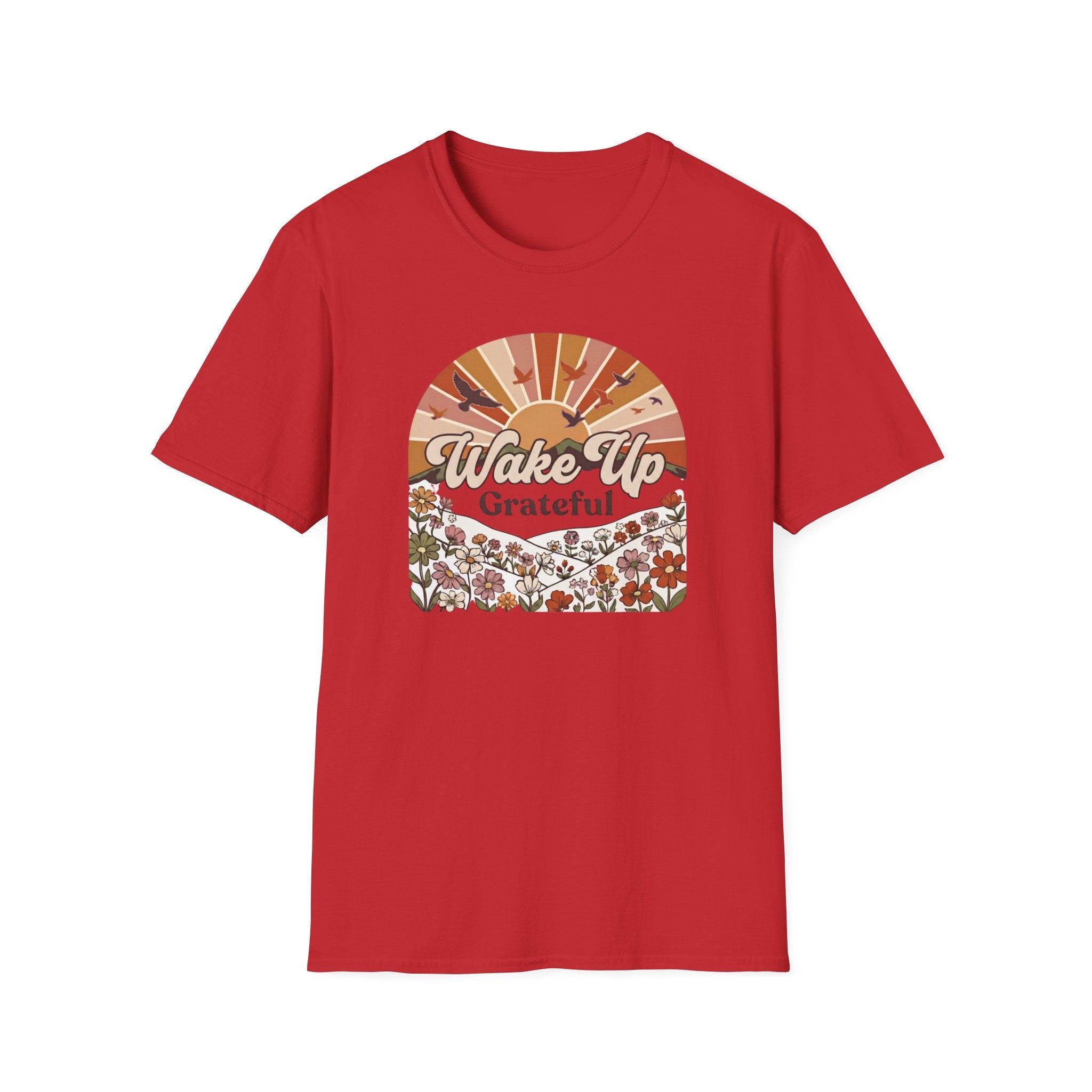 Wake Up Grateful T-Shirt — Birds Sun Flower (83)