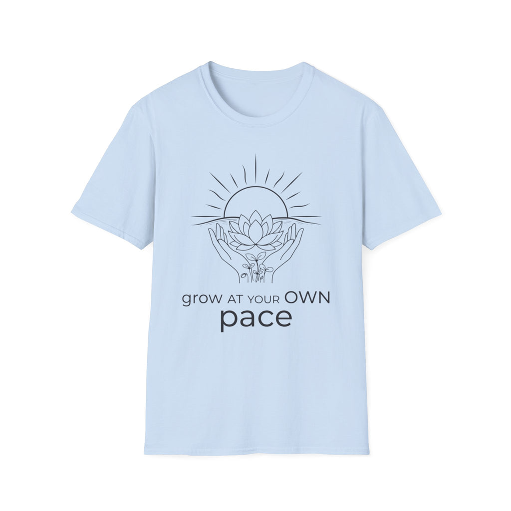 Grow At Your Own Pace T-Shirt — Hand Flower Sun (7)