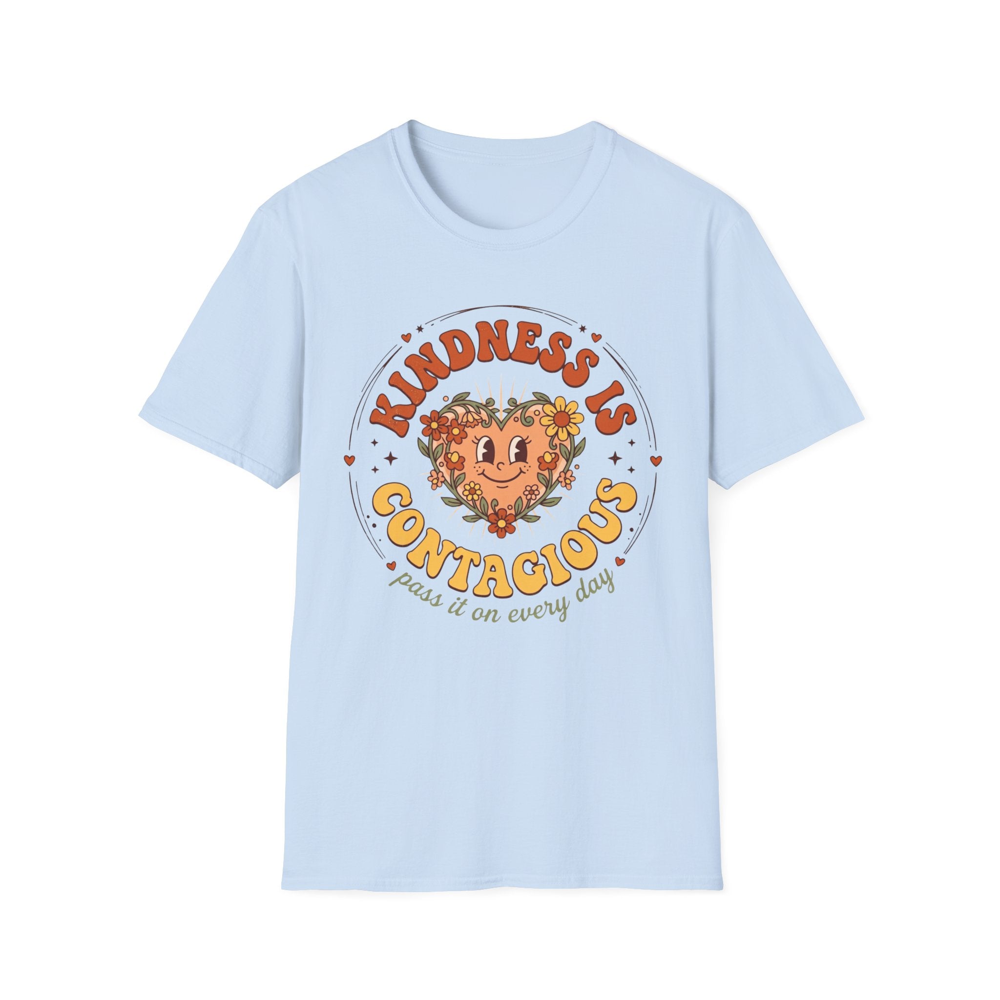 Kindness Is Contagious T-Shirt — Heart Star Flowers (18)
