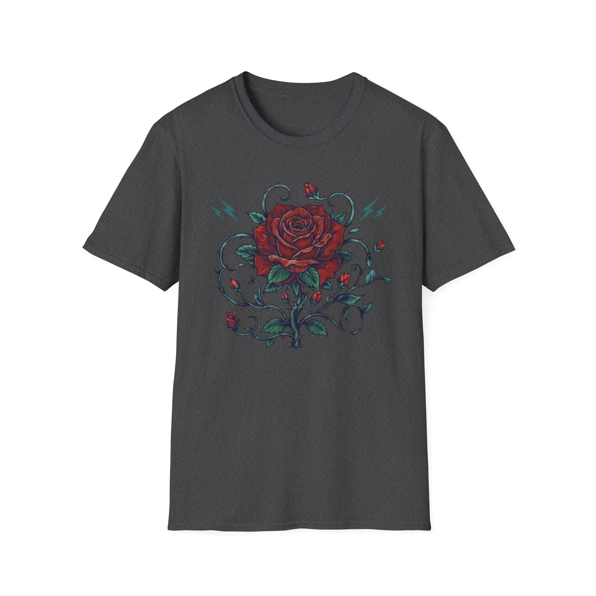 Lightning Rose Sea Green Stem T-Shirt — Rose Lightning (105)
