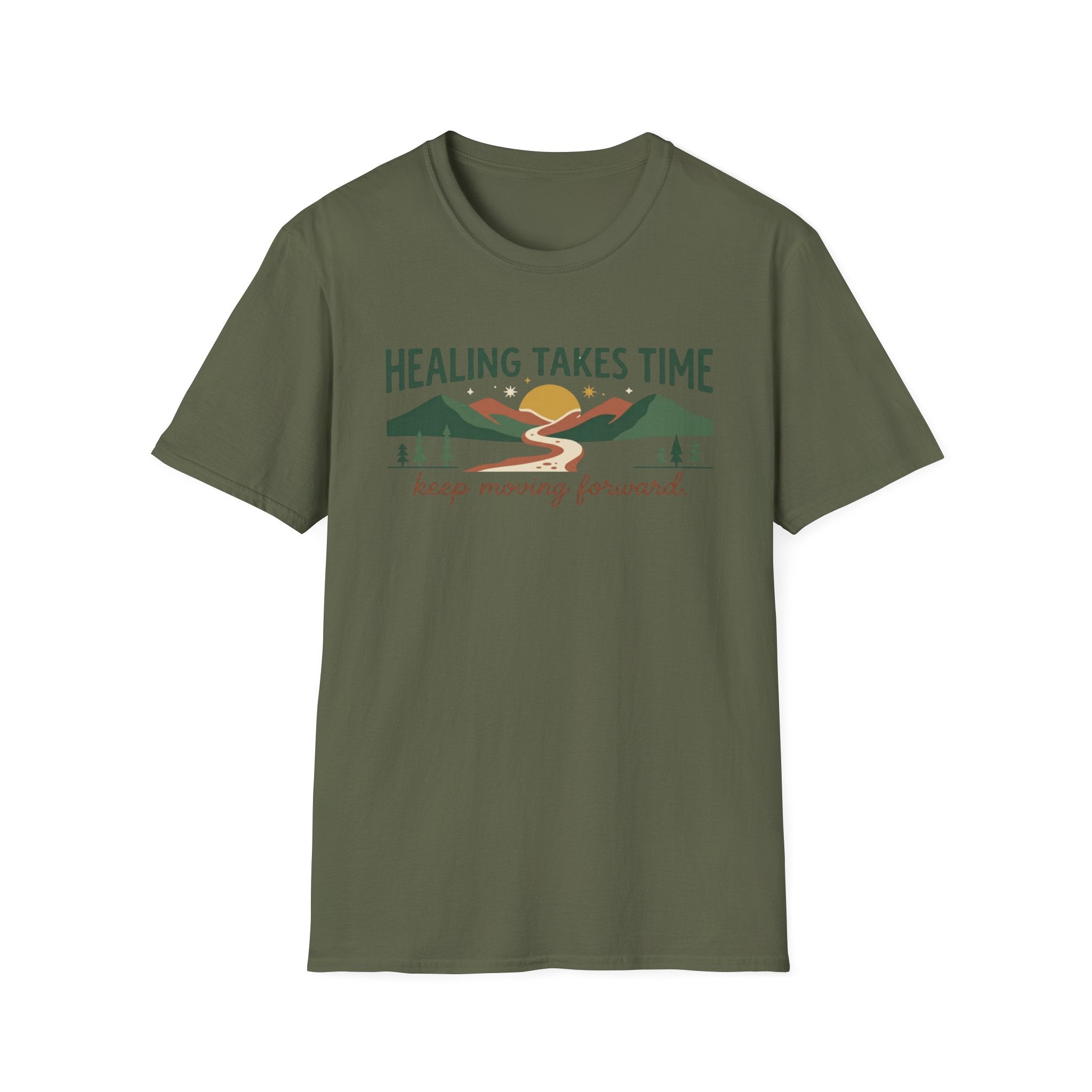 Healing Takes Time T-Shirt — Road Mountain & Sun (31)