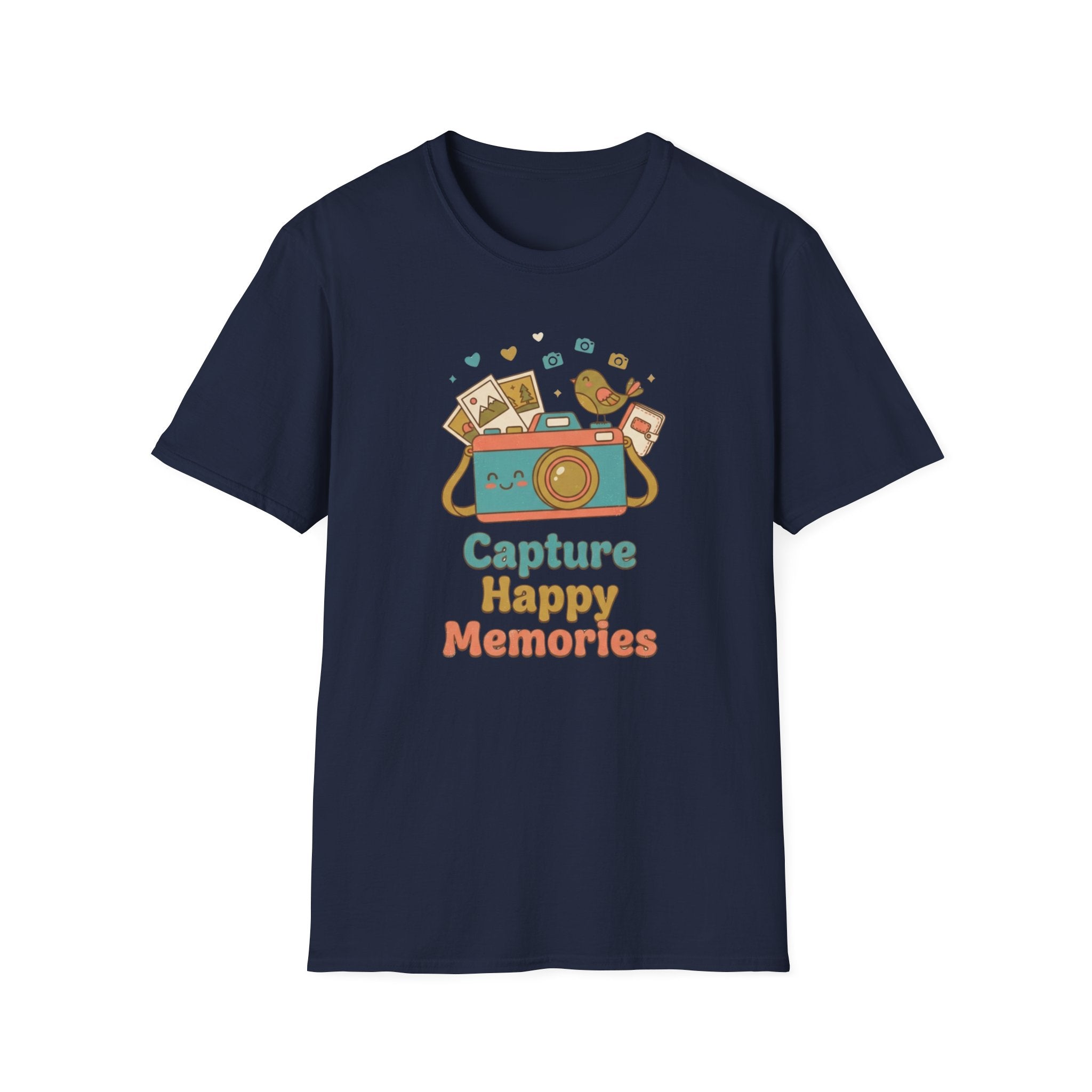 Capture Happy Memories T-Shirt — Camera Bird (90)