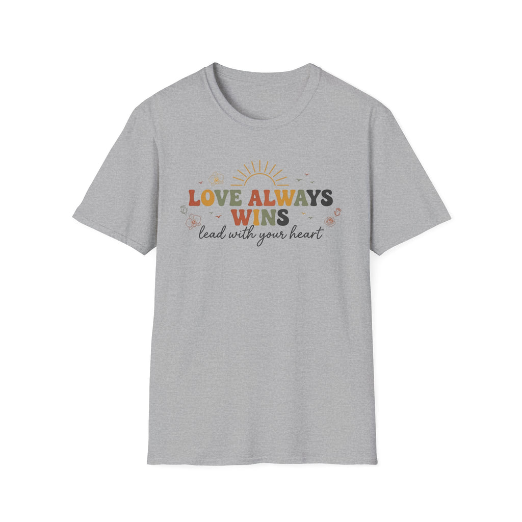 Love Always Wins T-Shirt — Birds Flowers & Sun (24)
