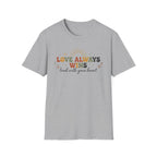 Love Always Wins T-Shirt — Birds Flowers & Sun (24)
