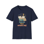 Express Your Artistic Self T-Shirt — Paintbrush & Book (93)