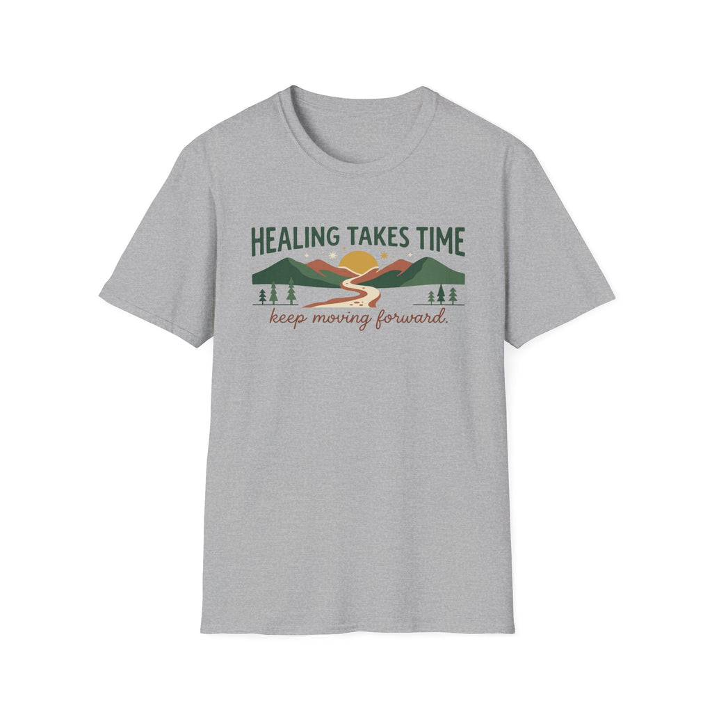 Healing Takes Time T-Shirt — Road Mountain & Sun (31)