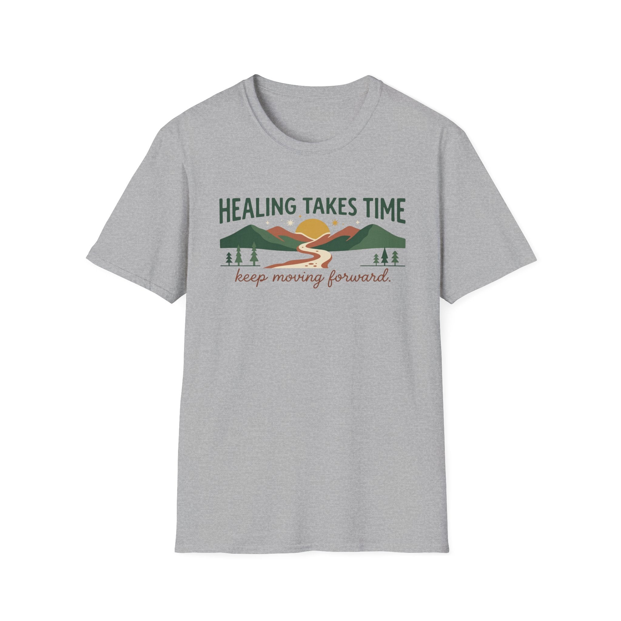 Healing Takes Time T-Shirt — Road Mountain & Sun (31)